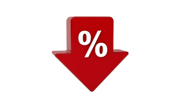 Red arrow with percentage symbol pointing downwards