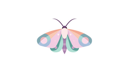 Colorful stylized butterfly with pink lilac, and teal wings and antennae © Ari