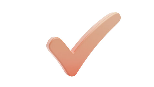Salmon colored 3D checkmark symbol icon