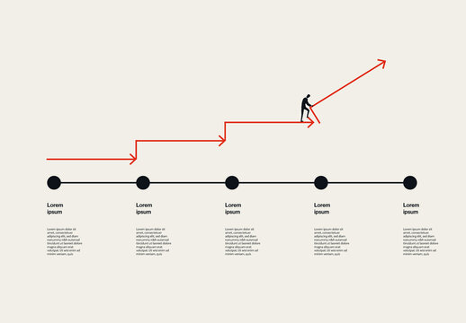 Building Steps and Growth Strategy Infographic Template with Arrows Illustration