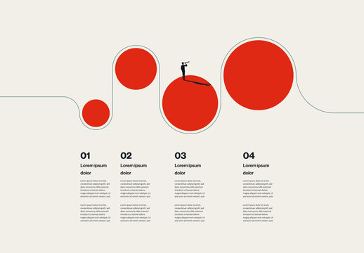 Business Growth Infographic Template with Large Circles and Vision Illustration