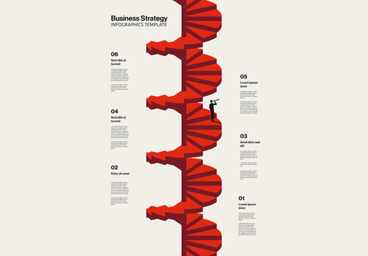 Business Growth Strategy Infographic Template with Winding Stairs