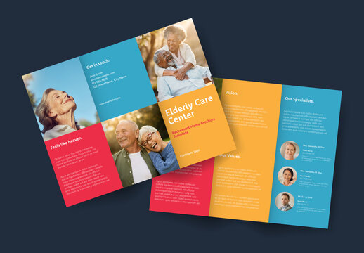 Elderly Care Center Retirement Home Trifold Brochure Template