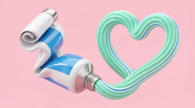 Toothpaste squeezed into a heart shape, symbolizing dental care and love for oral hygiene