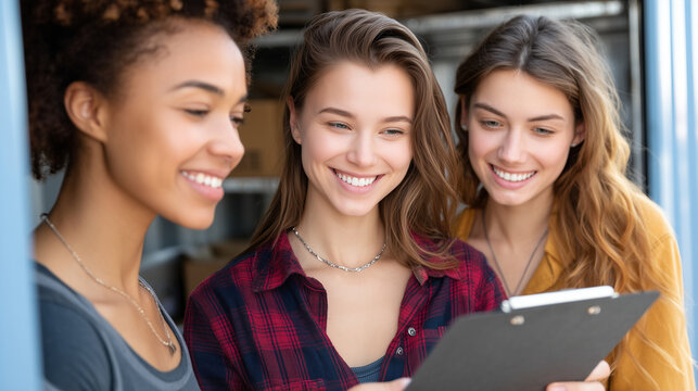 Bootstrapped team of three splitting a meal over invoices and order receipts at a folding table inside a small self-storage unit, makeshift workspace visible, perfect for bootstrap