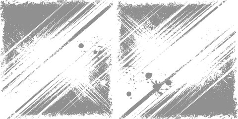 Obraz premium Square grunge frame collection with diagonal brush strokes and paint splatter accents for artistic photo borders and edgy digital graphic design layout elements