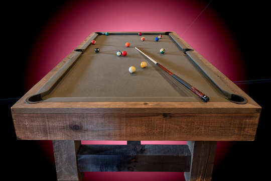 Pool or billiard table with a red background