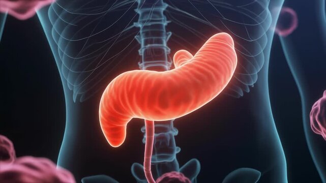 Pancreas cell animation with pancreatic islets structure in altered insulin distribution state for medical research visualization depicting endocrine disorder representation