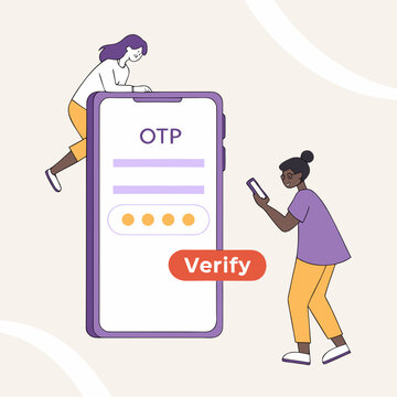 Otp verification process on a large phone screen otp verification security login