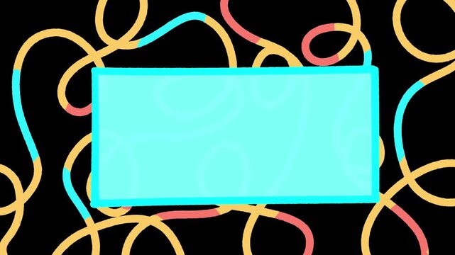 Colorful squiggle playful lines with blank  text box animation on transparent background