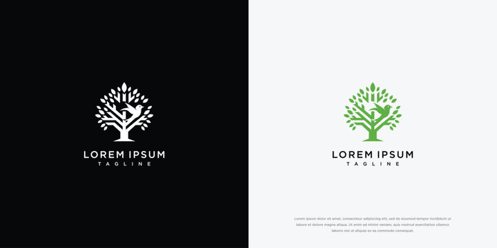 Stylized Tree With Two Abstract Human Figures and Text "Lorem Ipsum"