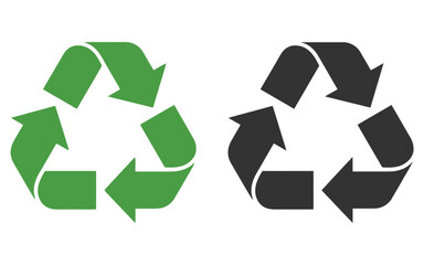 Obraz premium Recycling Symbol Icons Green and Black Arrows on White Background for Environmental Concepts