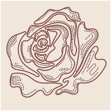 rose embroidery with rhinestone t-shirt design hand-drawn vector artwork 