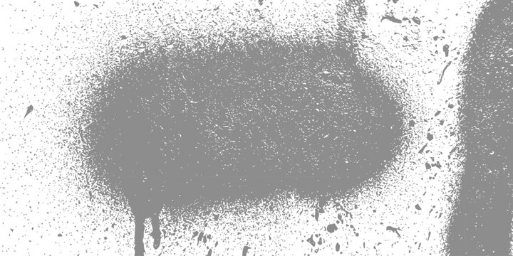 Abstract circular gray spray paint cloud with speckled texture isolated on white for modern graphic design and artistic background compositions
