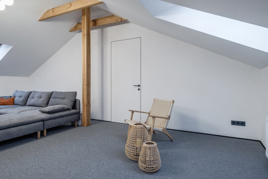 Interior of modern luxure bedroom in studio apartments or hotel with double master bed
