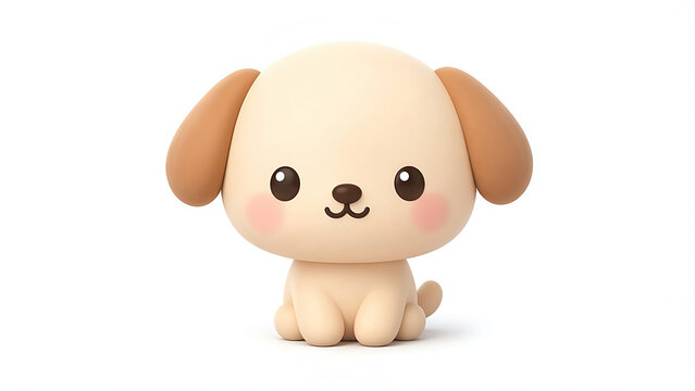 AI-generated image of a cute 3d cartoon puppy character sitting on a white background