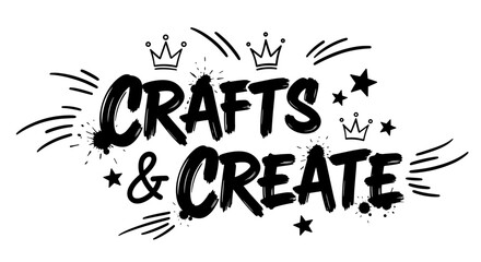 Obraz premium Craft & Create. lettering and all elements in black. Vector style. White background. Pure white background. Perfect isolation and visual consistency. Dynamic