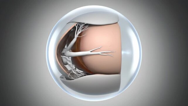 3D Human Eyeball Cross-Section: Ophthalmology Model with Blue Iris and Retina