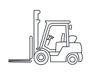 Fototapeta premium Forklift Truck Outline Vector Line Art Illustration Warehouse Logistics Icon