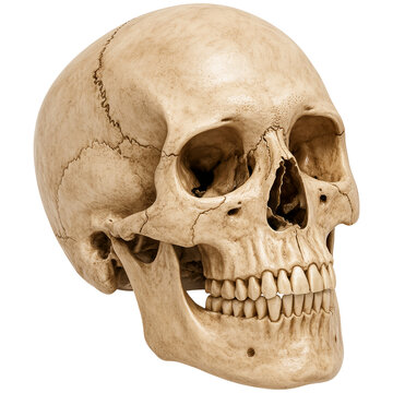 Human skull photograph on a black background detailed anatomical study of a cranium high-quality professional modern elegant stylish