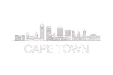 Obraz premium Cape Town city skyline illustration with buildings and text urban landscape