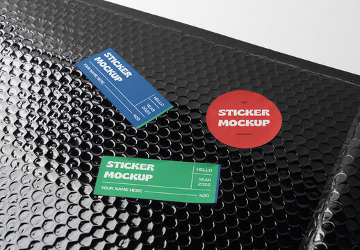 Stickers on the Envelope Mockup