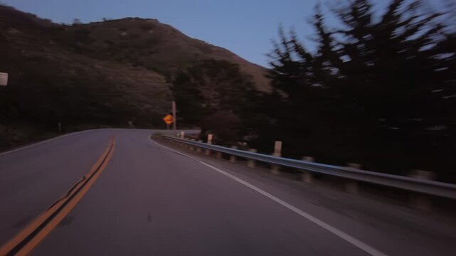 Big Sur Pacific Coast Highway Southbound 7 Ragged Point Dusk 08 Front View MultiCam Driving Plate California USA
