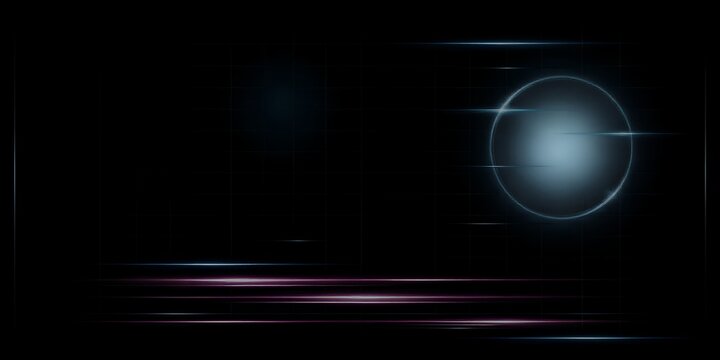 A glowing blue orb with streaks of light against a dark background with a futuristic and technological feel to it