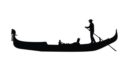 Gondola silhouette with gondolier on white background © msunny93