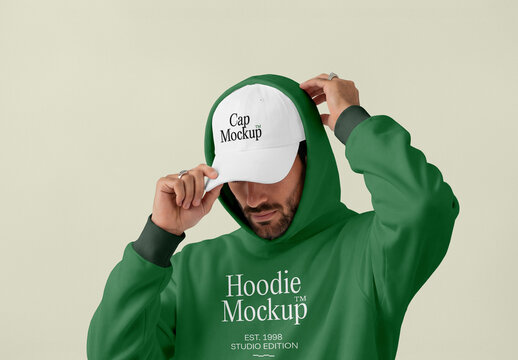 Men in Hoodie PSD Mockup