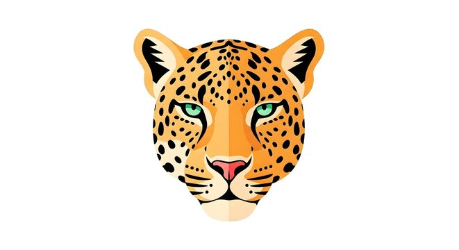 Colorful leopard head illustration with vibrant details on white background