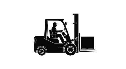 Forklift silhouette with operator black on white background © msunny93
