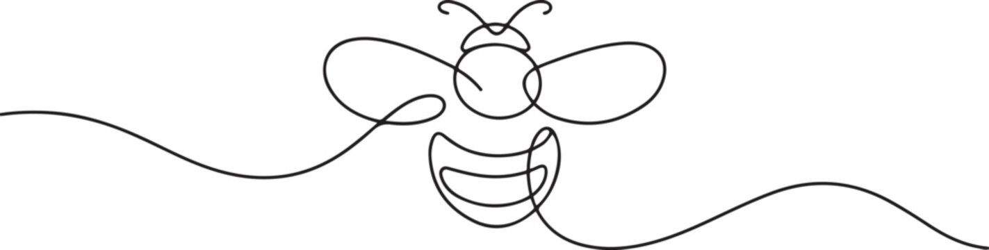 Minimalist bumblebee nature sketch continuous. one line Icon drawing