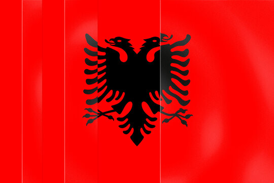 Vibrant National Flag of Albania Featuring the Iconic Black Double headed Eagle Against a Bold Red Background, Representing Sovereignty and Heritage