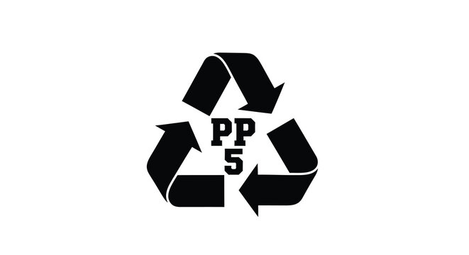 Polypropylene recycling symbol with pp 5 marking black silhouette