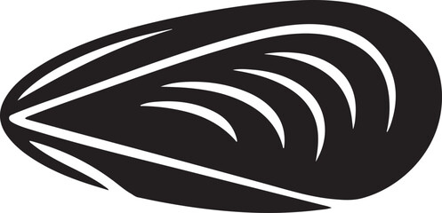 Mussel emblem. balck icon silhouette © jinnatun