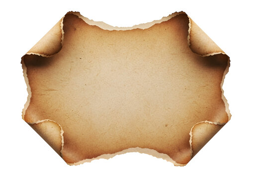 Burnt paper with torn edges isolated on transparent background for design and texture