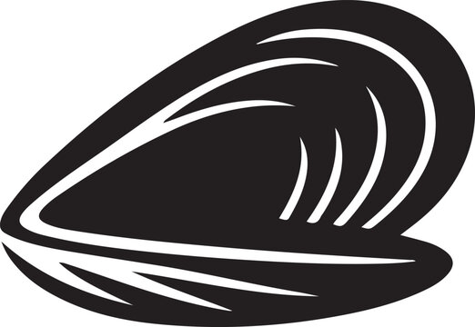 Mussel emblem. balck icon silhouette