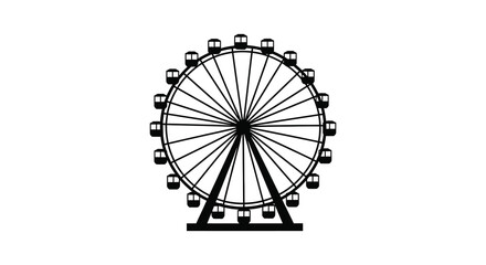 Ferris wheel silhouette against a white background simple black and white illustration silhouette high quality professional detailed modern elegant stylish clean © mrvect02
