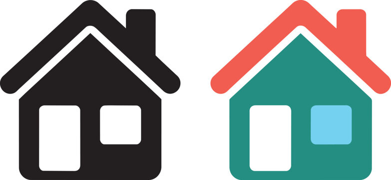 Home house icons set for real estate property web and app interface elements minimalist flat design