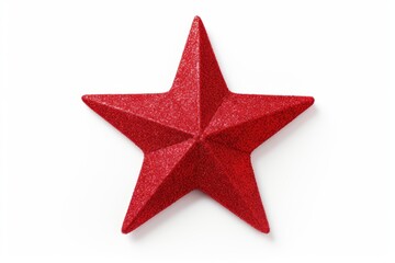 Obraz premium Red five pointed glitter star creating a festive decoration on a white background