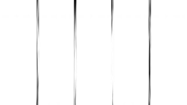 Multiple black vertical impact split line frame animation with 4 dynamic line motion from top and bottom on white background and green screen. 4K animated impact split frame for multi panel layout.