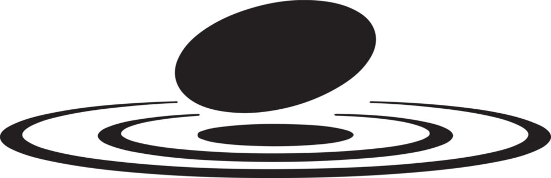 Skipping Stone on Water, balck icon silhouette vector
