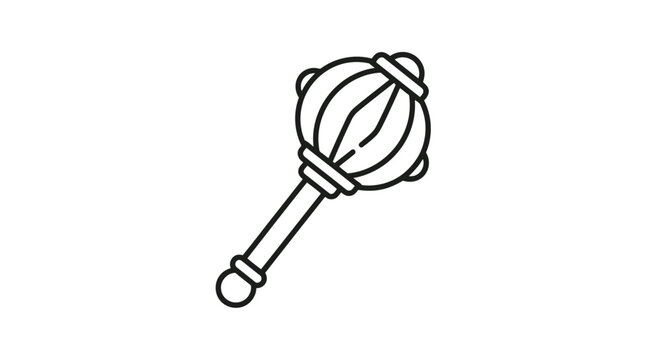 Simple Black Outline Icon of a Mace or Gada weapon club