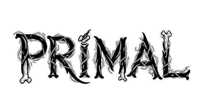 Primal text logo with bone and smoke elements on a white background.
