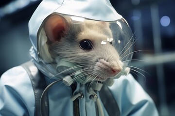 Fototapeta premium Cute rodent in full space exploration gear prepares for an adventurous mission