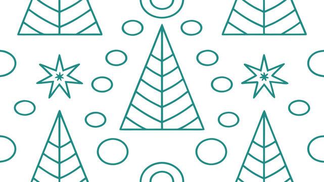 Minimalist geometric christmas pattern with teal blue and white