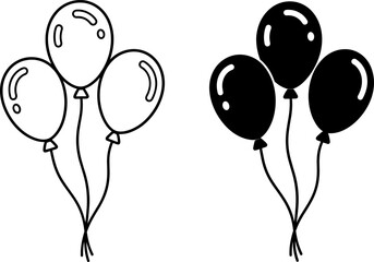 balloons decoration party celebration helium festive icon silhouette isolated on transparent background © Kateryna