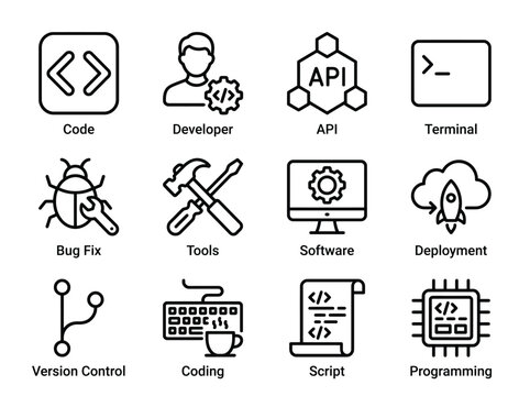 Set of coding and software development icons