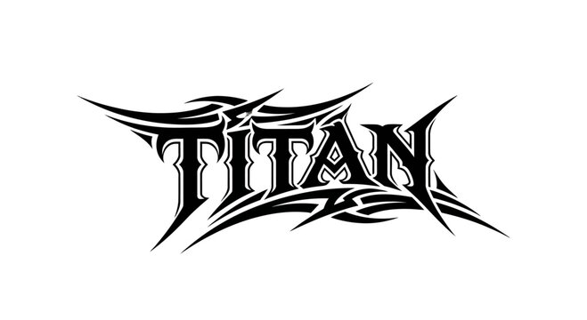 Bold Tribal Style Titan Text Logo Design.